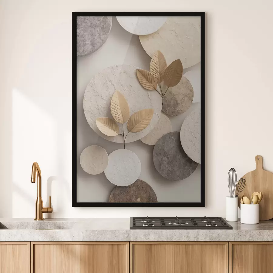 Fototapetai Kompozicija su lapais ir apskritimais f48692