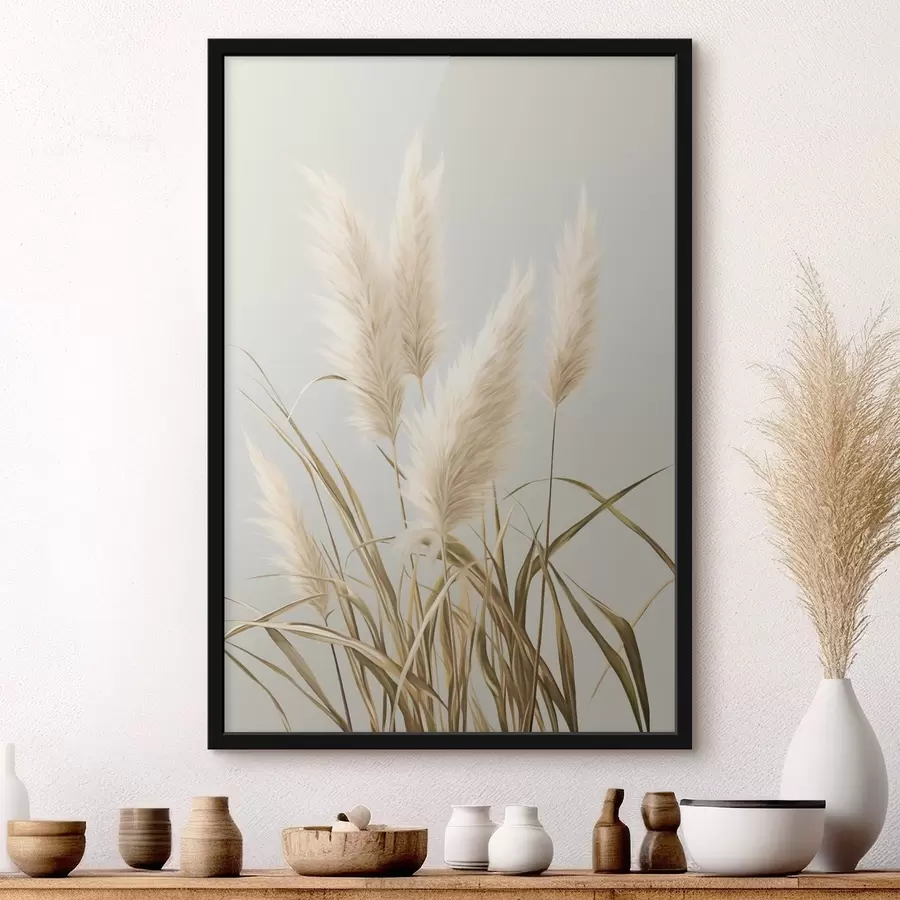 Fototapetai Keletas aukštų, plunksniškų pampų žolių su ilgais, plonais lapais f48723