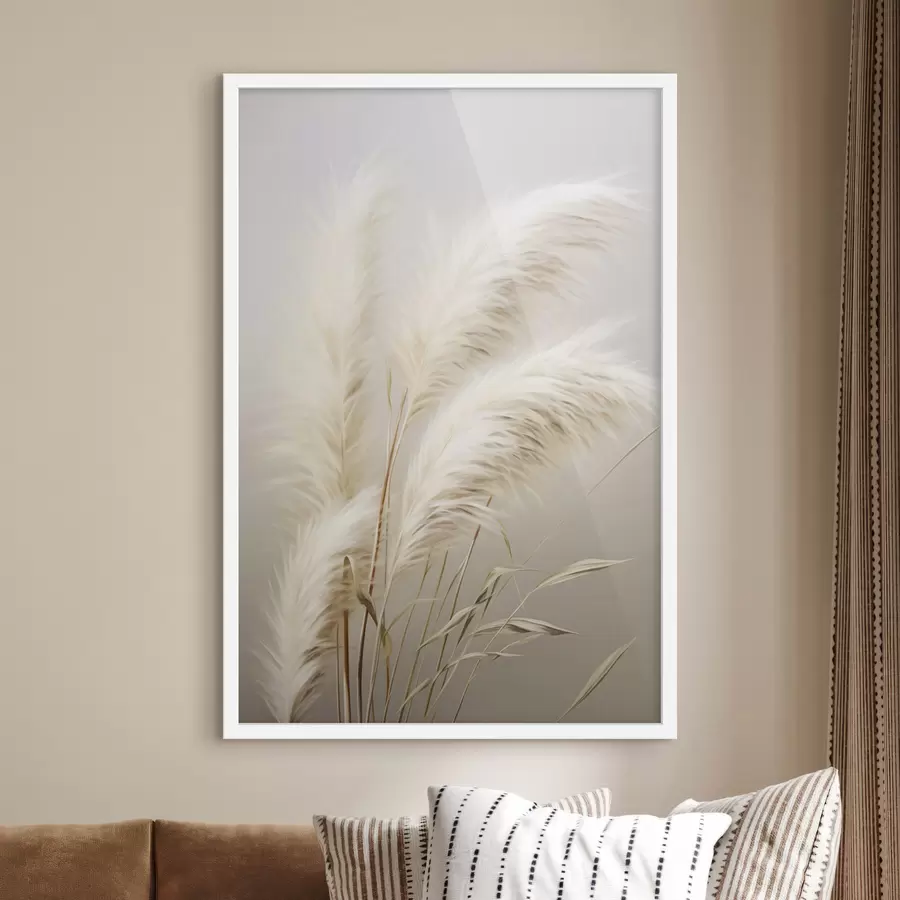 Fototapetai Keletas aukštų, plunksniškų pampų žolių su ilgais, plonais lapais f48724