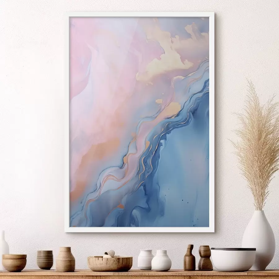 Fototapetai Abstraktaus stiliaus tekstūrinis tapybos kūrinys su sūkuriais rožinės ir mėlynos spalvų raštais f48729