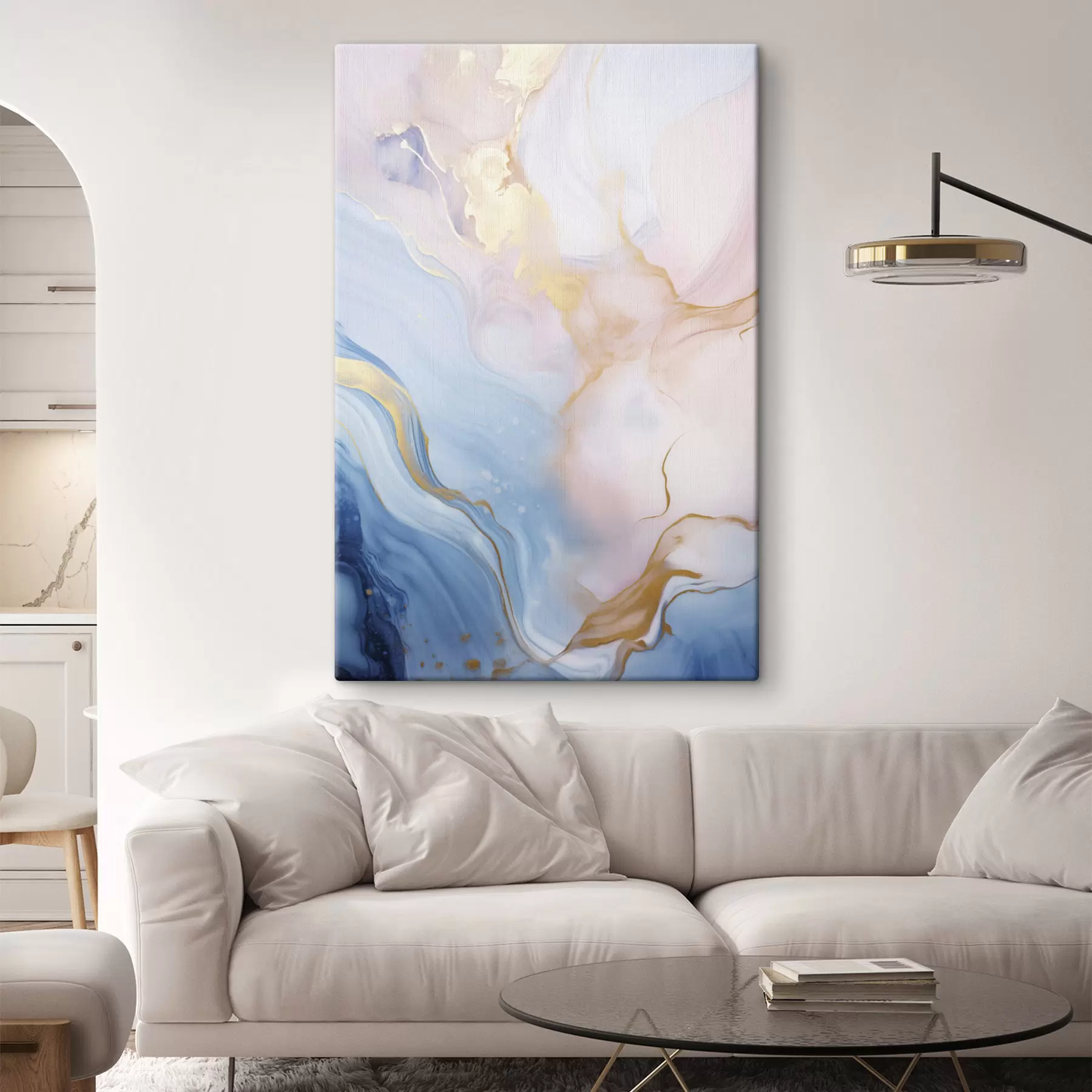 Paveikslėlis Abstraktaus stiliaus tekstūrinis tapybos kūrinys su sūkuriais rožinės ir mėlynos spalvų raštais s48730