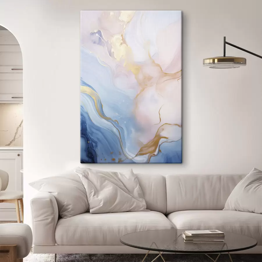 Paveikslėlis Abstraktaus stiliaus tekstūrinis tapybos kūrinys su sūkuriais rožinės ir mėlynos spalvų raštais s48730