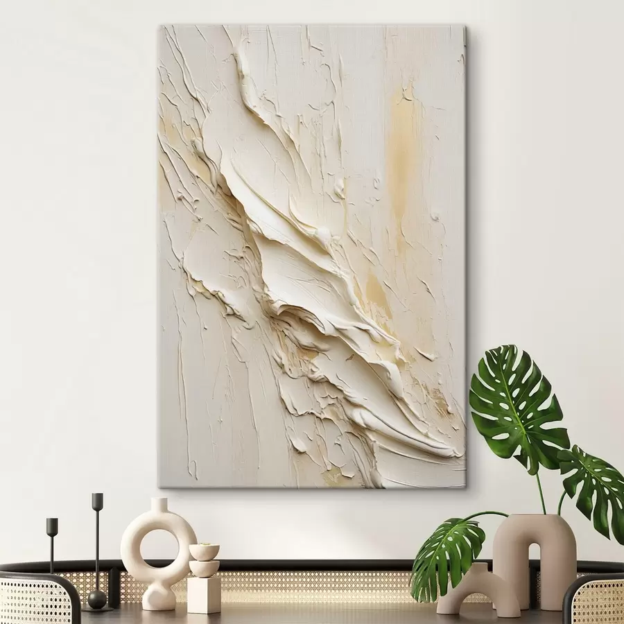 Paveikslėlis Tekstūruotas kreminės ir smėlio spalvos abstraktus paveikslas, minimalistinis menas s48737