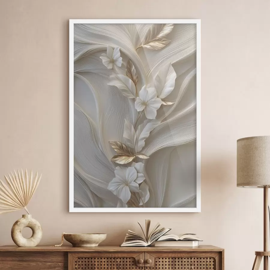 Fototapetai puikus trimatės lapo, tekstūrų ir gėlių atvaizdas f48787