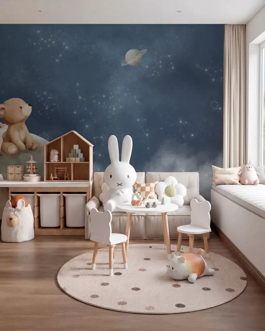 Fototapetai Meškiukas ir lapė Mėnulyje w05431