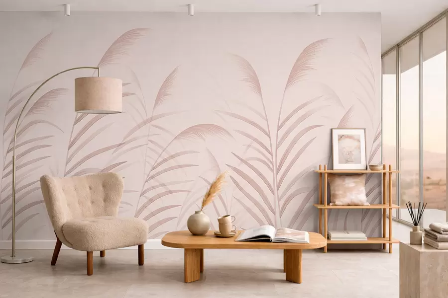 Fototapetai Minimalistinės žolės švelniais rožiniais atspalviais w05432v2