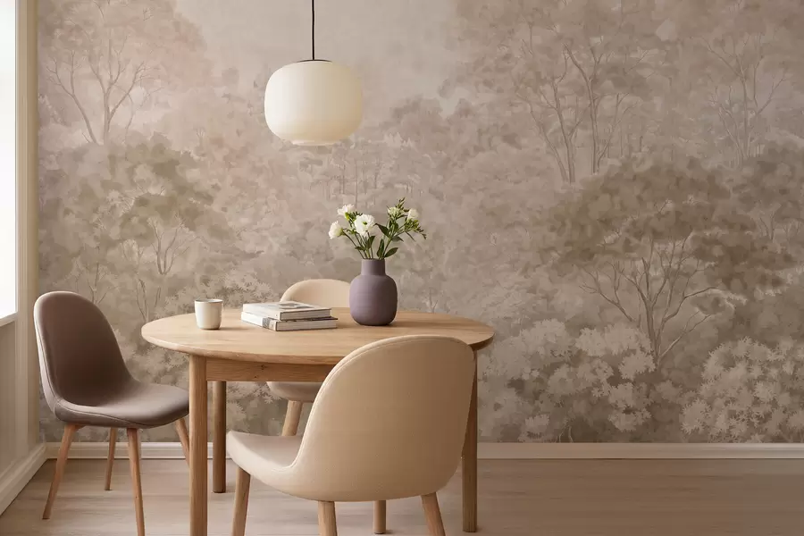 Fototapetai Retro miško peizažas šiltų smėlio atspalvių w05433v1