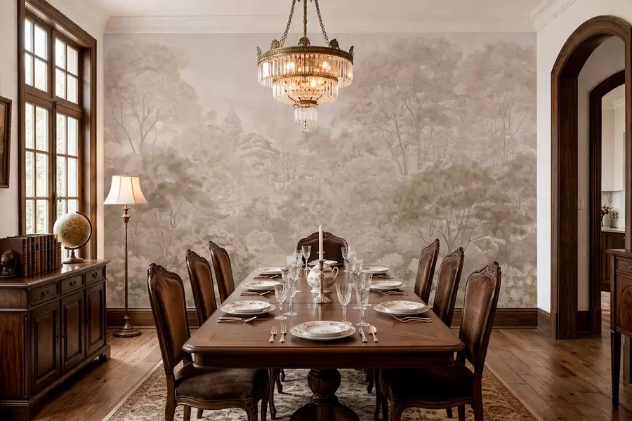 Fototapetai Retro miško peizažas šiltų smėlio atspalvių w05433v1