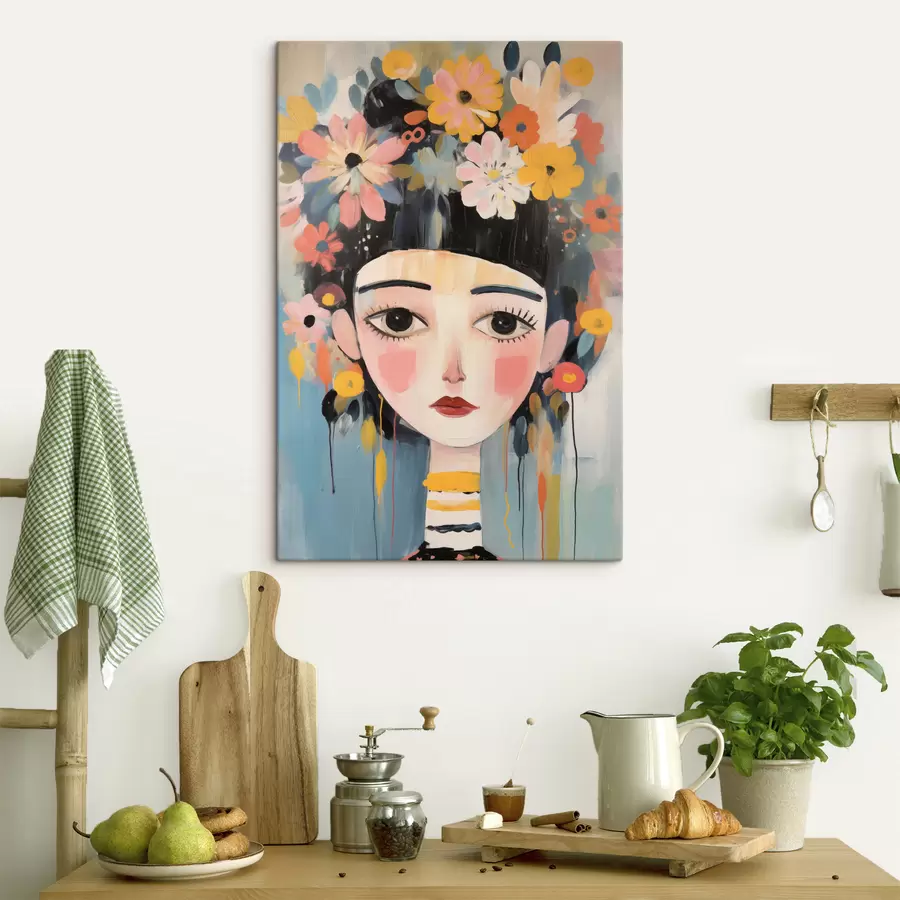 Paveikslėlis Moteries portretas su gėlėmis plaukuose, abstraktus stilius s48935