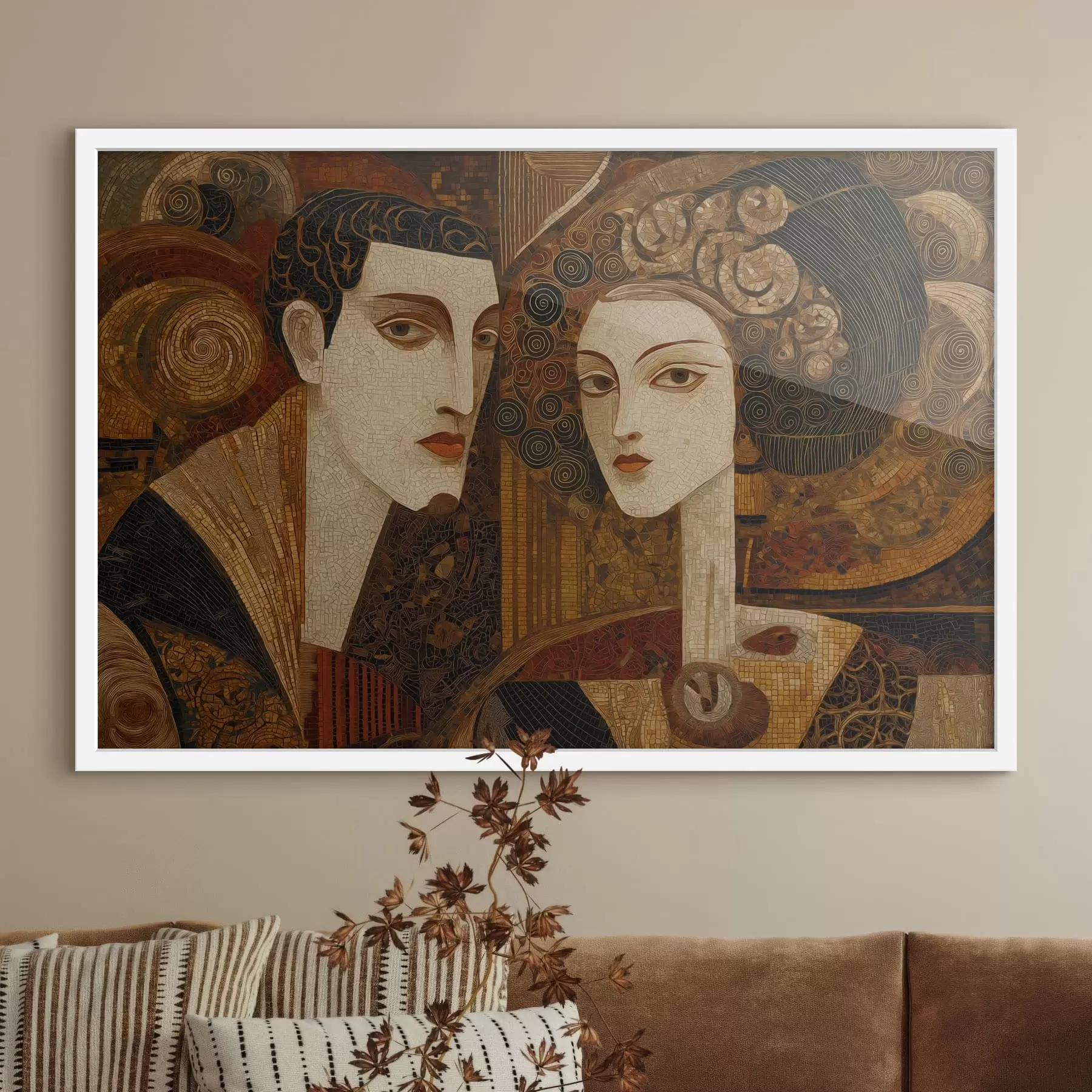 Fototapetai Mozaikos stiliaus pora, abstraktus portretas f48933