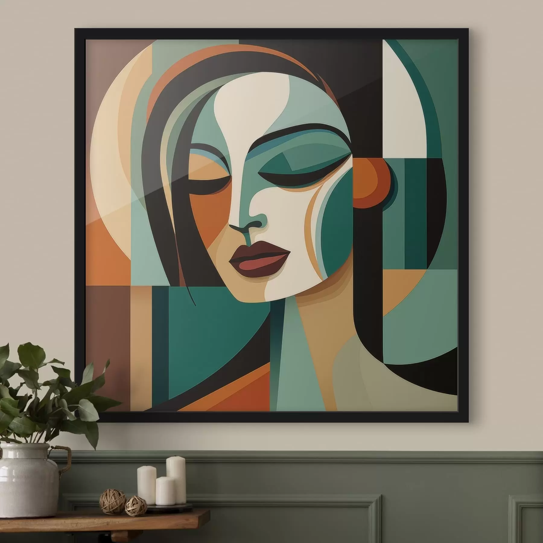 Fototapetai Moteries portretas geometrinio stiliaus f48952