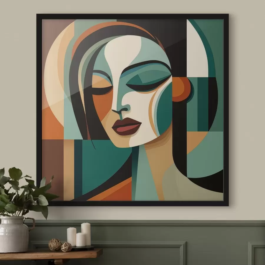 Fototapetai Moteries portretas geometrinio stiliaus f48952