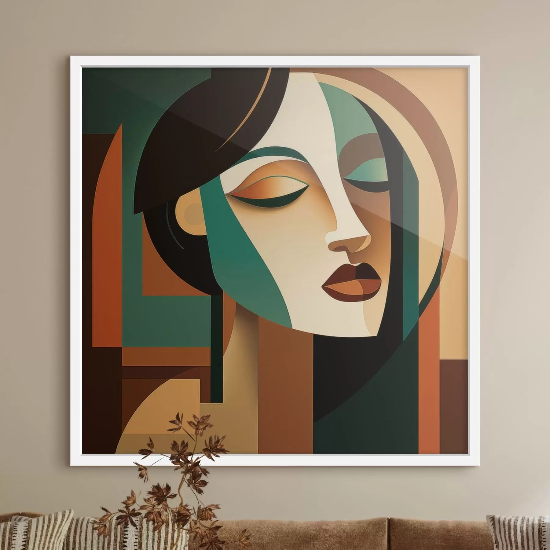 Fototapetai Moteries portretas geometrinio stiliaus f48953