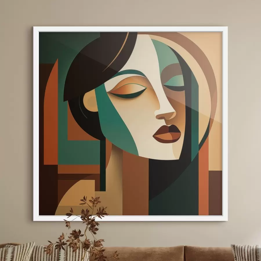 Fototapetai Moteries portretas geometrinio stiliaus f48953