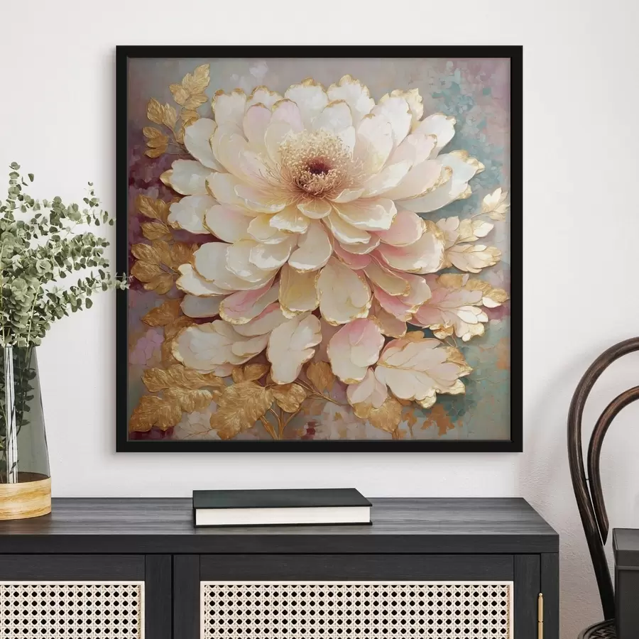 Fototapetai Kinietiško stiliaus gėlė su puošniais lapais ir detalėmis f48804