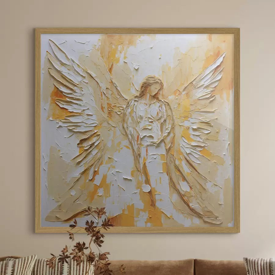 Fototapetai Tekstūruota angelo figūra su sparnais, sukurta „impasto“ stiliumi f48808