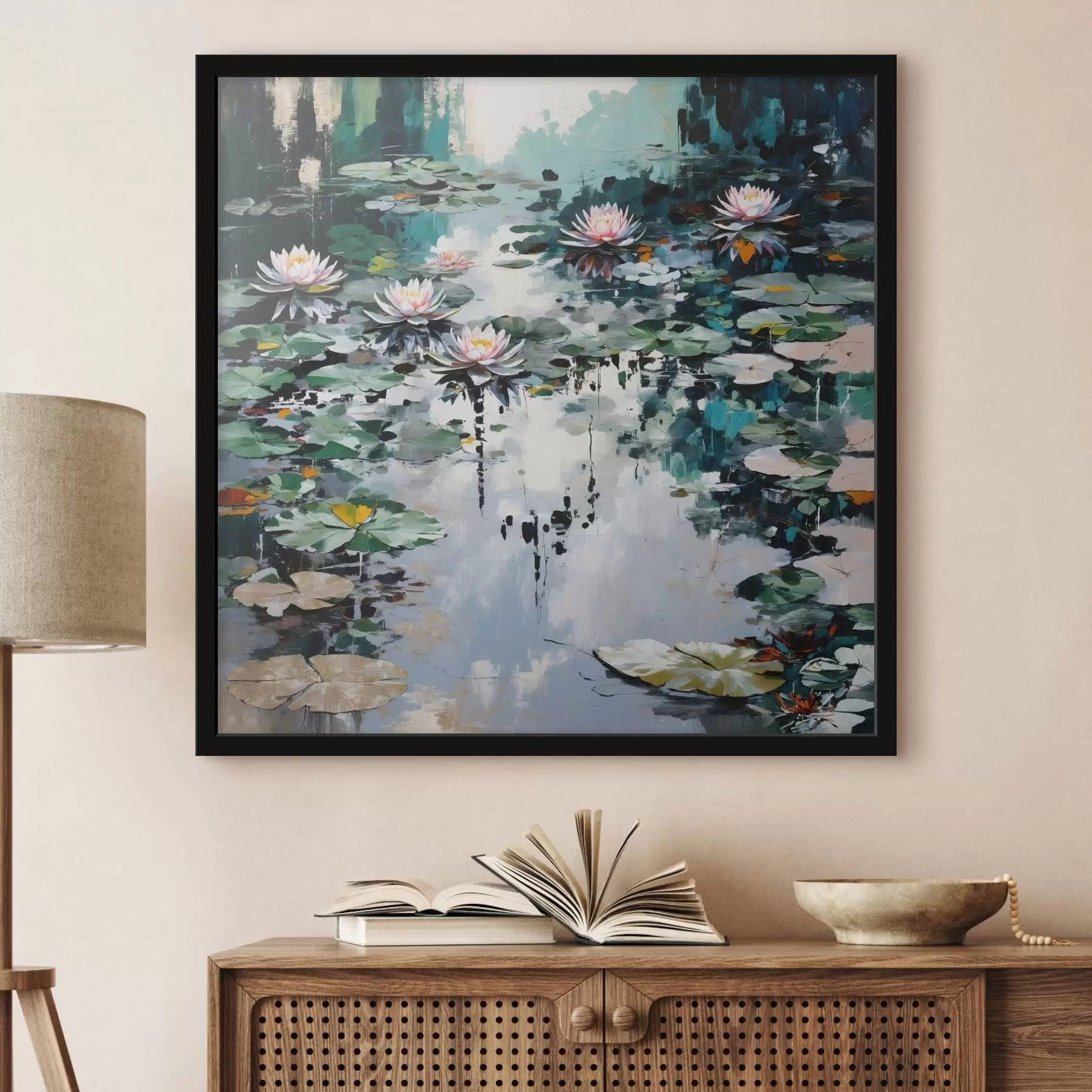 Fototapetai Impresionizmas: lelijų tvenkinys tamsiomis spalvomis f48814