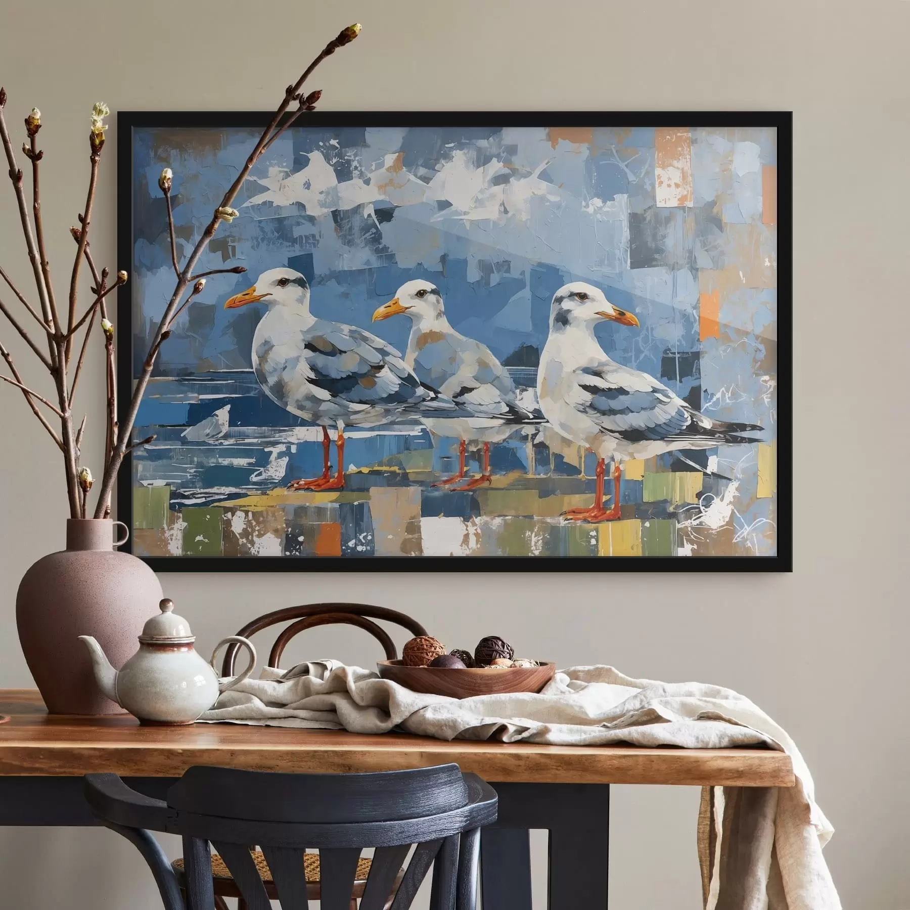 Fototapetai Modernizmo stiliaus kregždės ant abstraktaus fono f48822