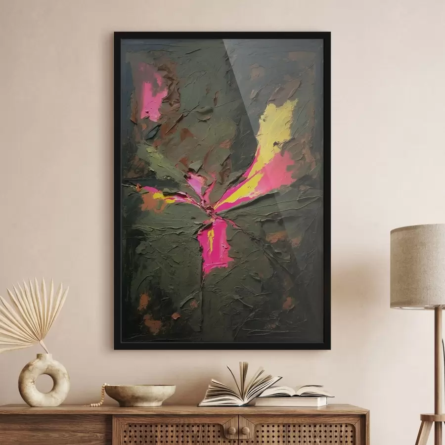 Fototapetai Abstrakti, impasto stiliaus tekstūrinė kompozicija su ryškiais akcentais f48826