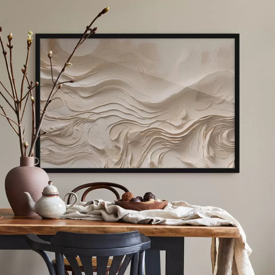 Fototapetai Minimalistinės abstrakčios banguotos sluoksnės smėlio atspalviais f48834