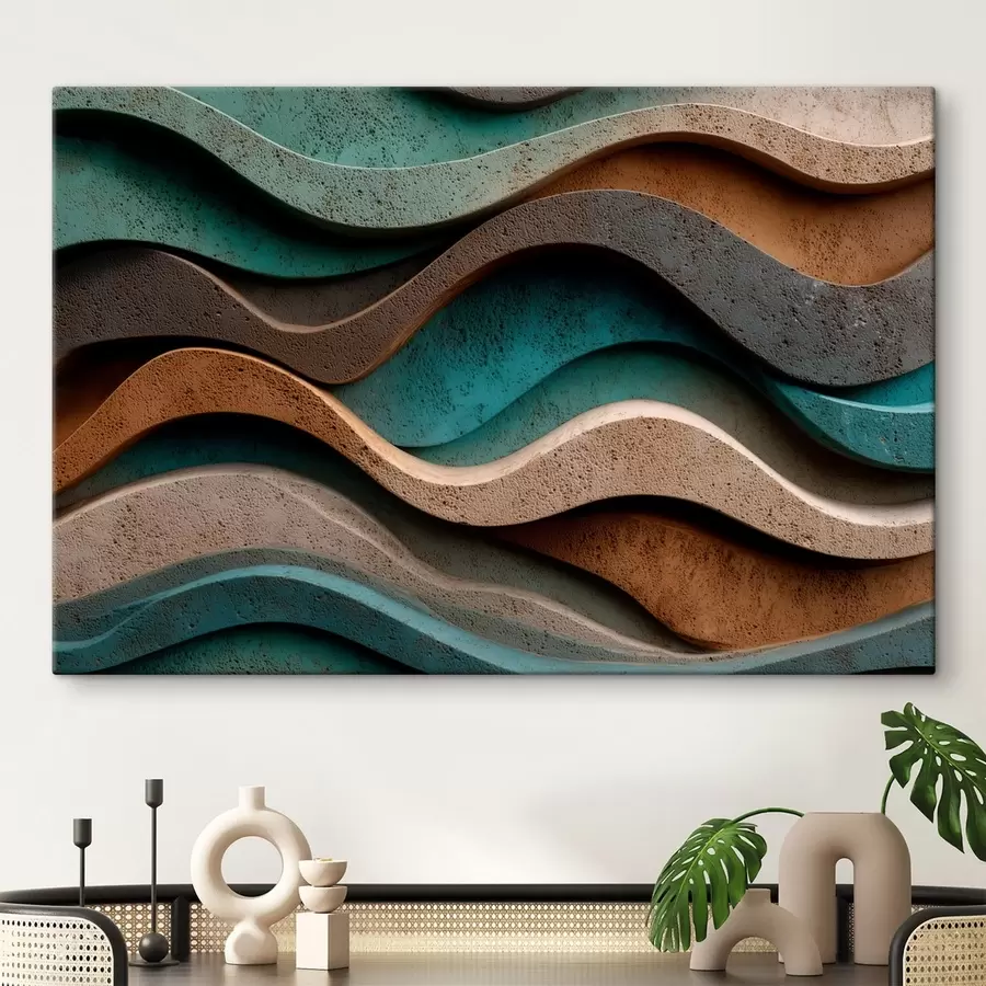 Paveikslėlis Abstrakčios banguotos sluoksnės žalsvai mėlynos ir terakotos atspalvių s48797