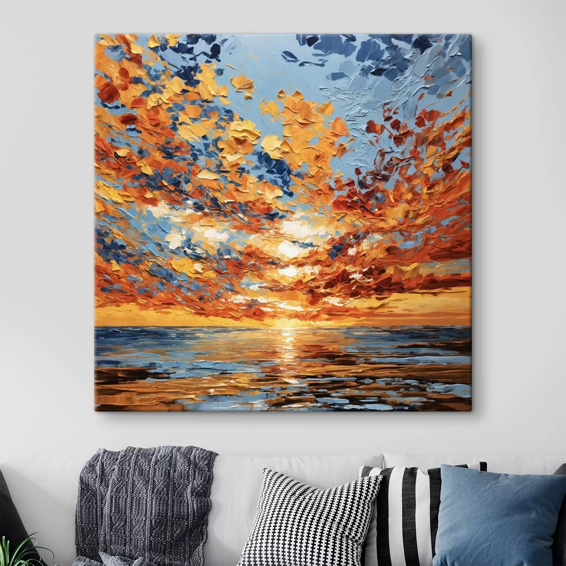 Paveikslėlis Dramatiškas saulėlydis virš jūros, nutapytas „impasto“ stiliumi s48810