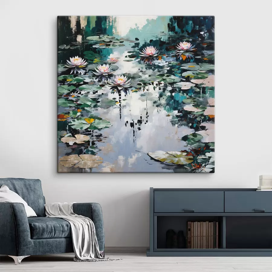 Paveikslėlis Impresionizmas: lelijų tvenkinys tamsiomis spalvomis s48814