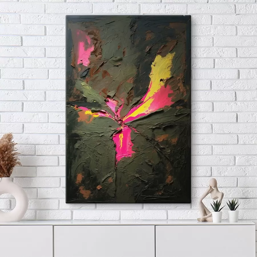 Paveikslėlis Abstrakti, impasto stiliaus tekstūrinė kompozicija su ryškiais akcentais s48826