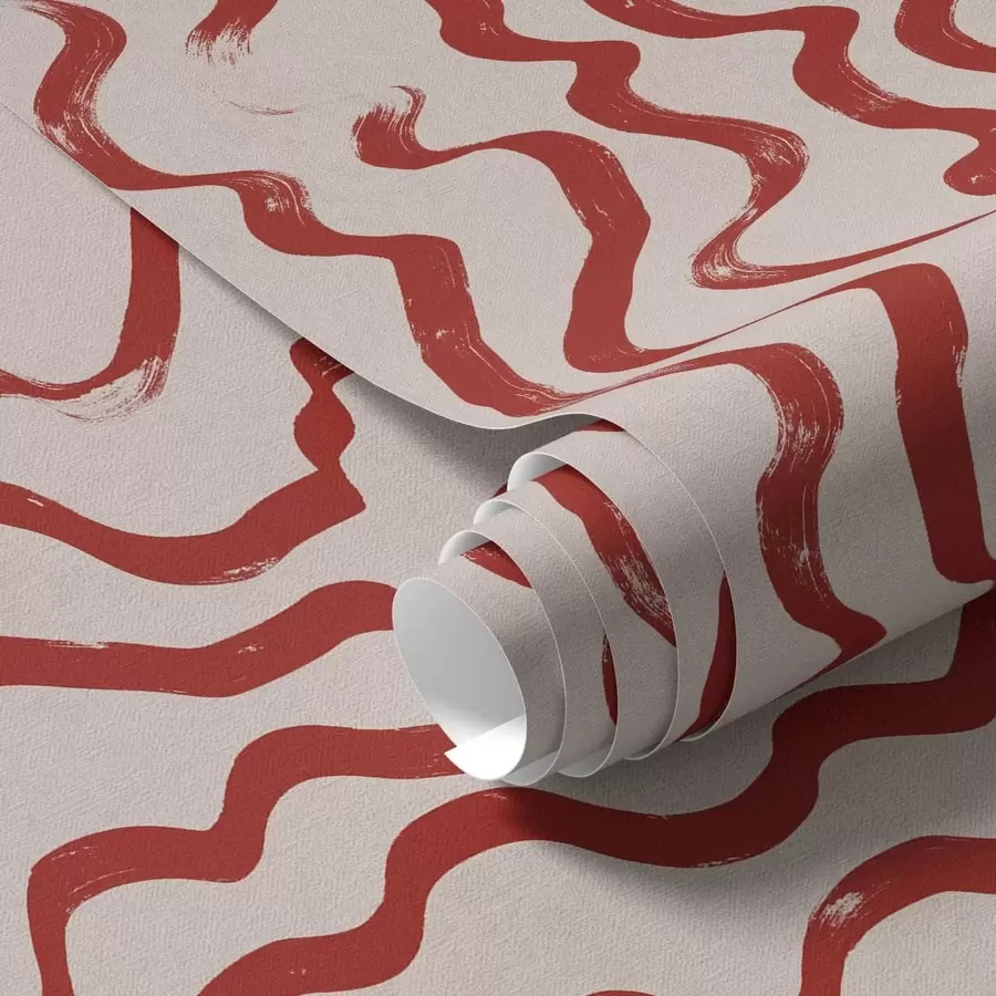 Fototapetai Raudonos banguotos linijos ant šviesaus fono a01168