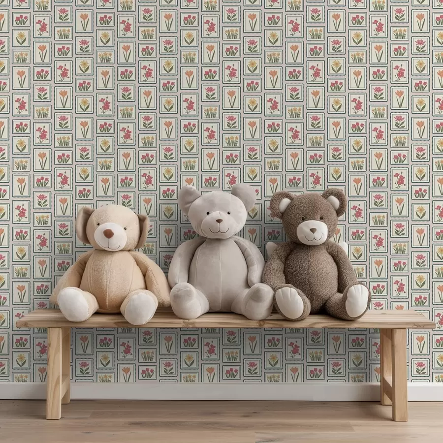 Fototapetai Gėlių iliustracijos rėmeliuose su apvadais a01174