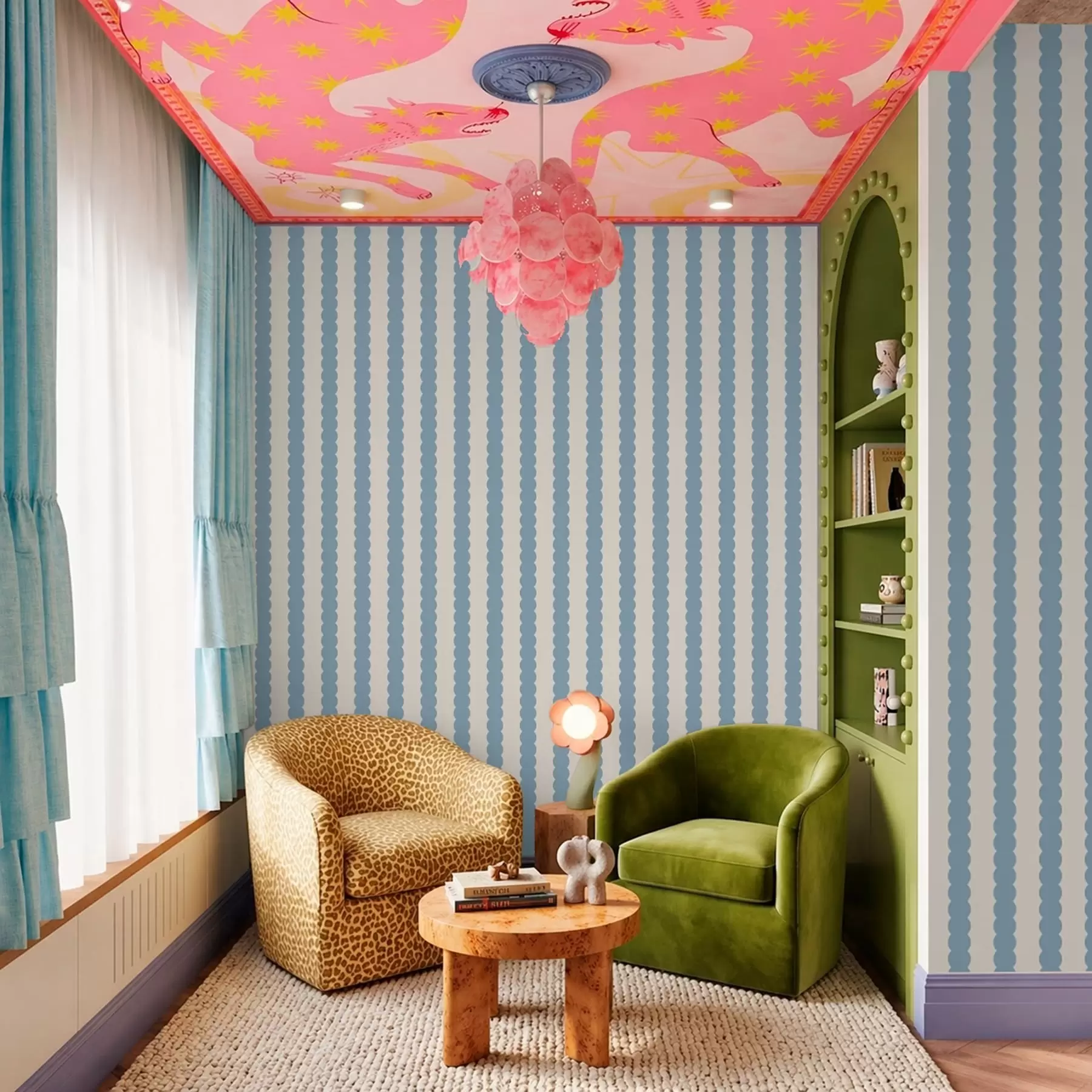 Fototapetai Mėlynos banguotos juostos minimalistiniu stiliumi a01182