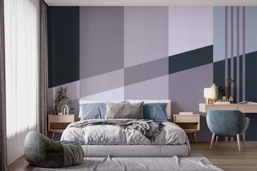 Fototapetai Subtilūs geometriniai raštai pilkos ir mėlynos spalvų atspalviais w05390v1