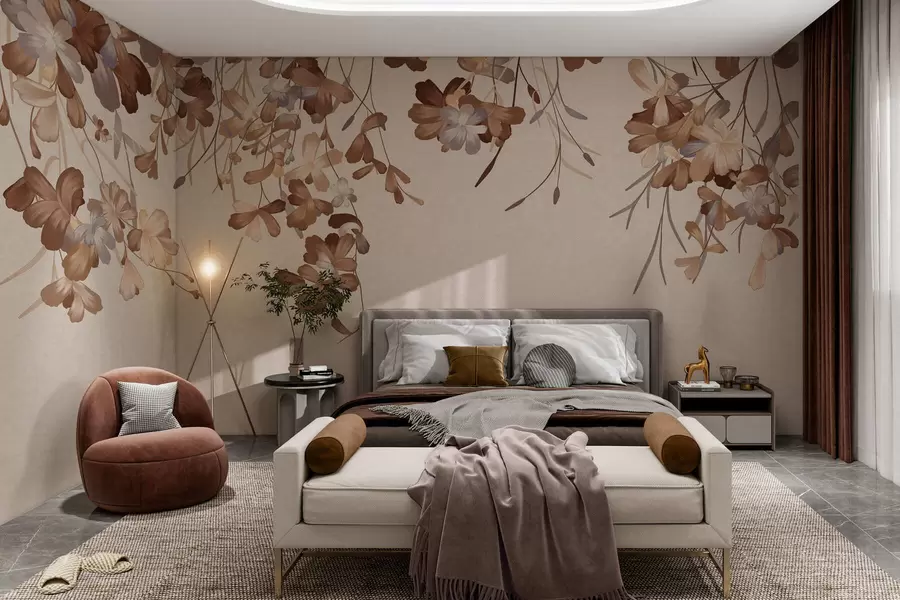 Fototapetai Ant sienos kabantys lapai w05530