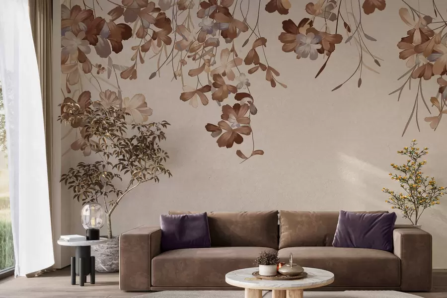 Fototapetai Ant sienos kabantys lapai w05530