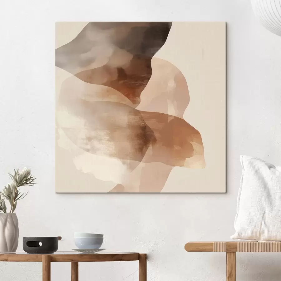 Paveikslėlis Abstrakčioji kompozicija šiltų rudos ir smėlio spalvų tonais s48835