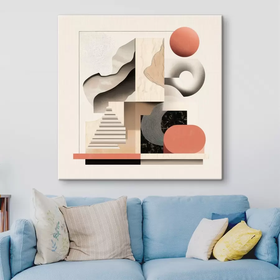 Paveikslėlis Abstrakčios formos smėlio ir pilkos spalvų paletėje, nutapytos šiuolaikiniu tapybos stiliumi s48842