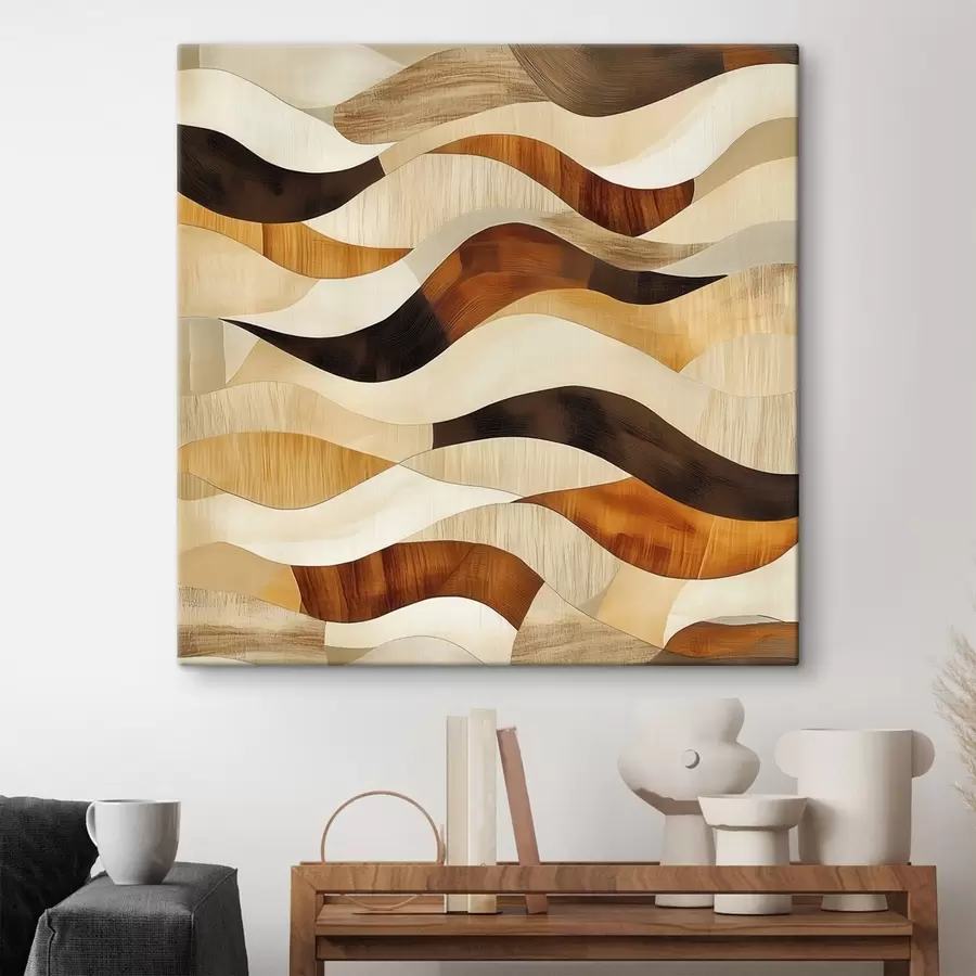 Paveikslėlis Organiškų linijų ir natūralių medžio atspalvių estetika meniško plakato stiliumi s48852