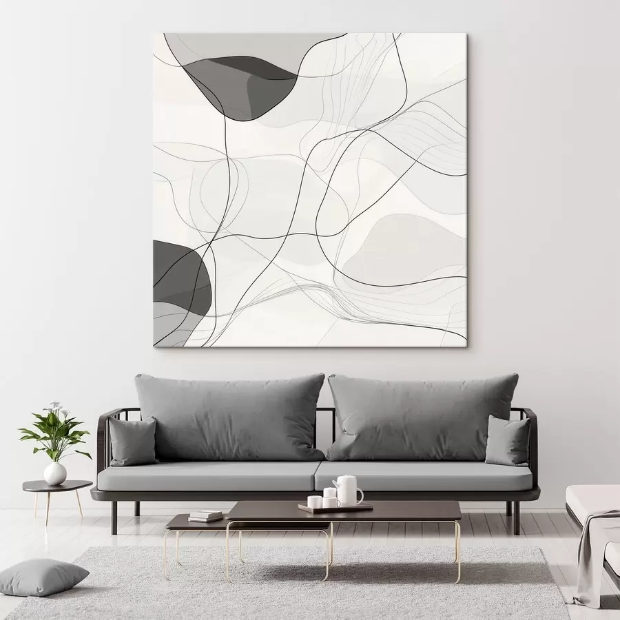 Paveikslėlis Minimalistinė abstrakti kompozicija su plonomis linijomis ir švelniais šešėliais s48853
