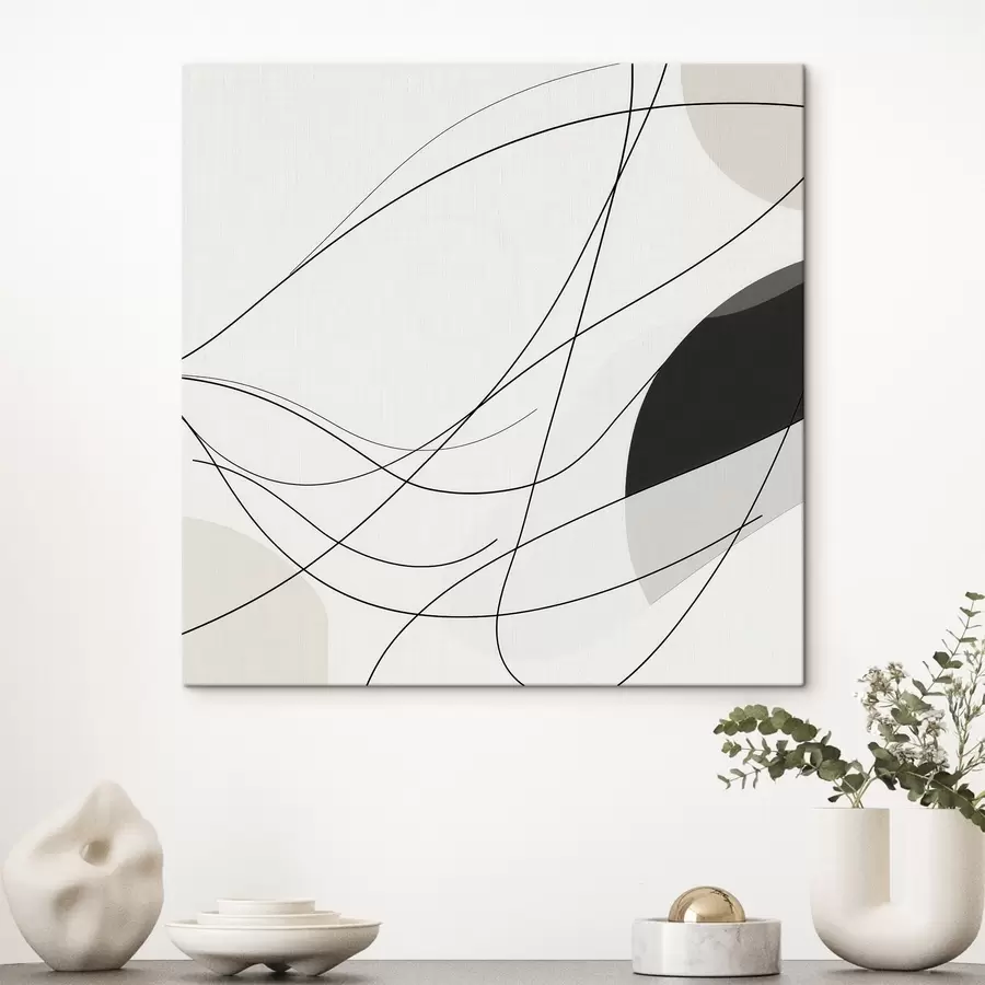 Paveikslėlis Abstrakti kompozicija su plonomis išlenktomis linijomis minimalistiniu stiliumi s48854