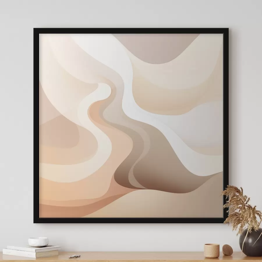 Fototapetai Išlenktų formų ir kreminių atspalvių harmonija šiuolaikinio meno iliustracijų stiliumi f48846