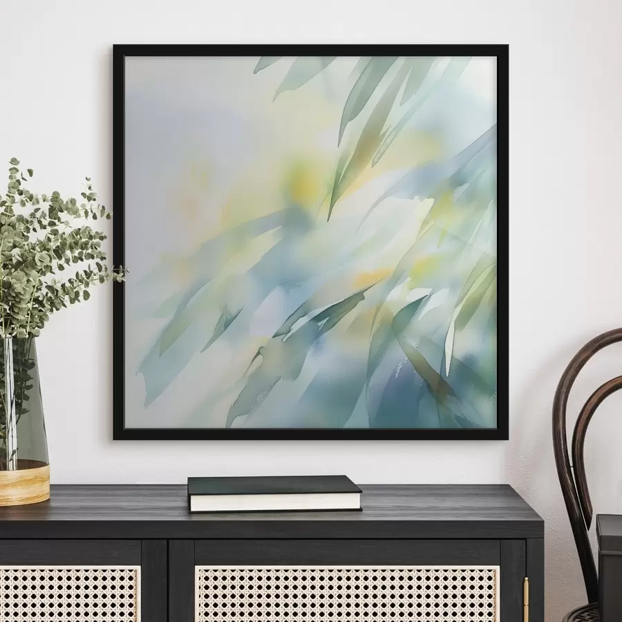 Fototapetai Neryškios gamtos formos ir subtilūs turkio atspalviai meniško plakato stiliumi f48850