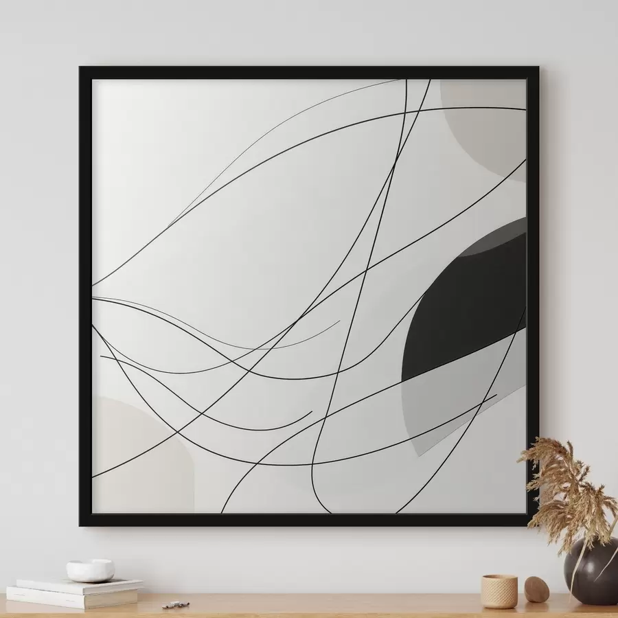 Fototapetai Abstrakti kompozicija su plonomis išlenktomis linijomis minimalistiniu stiliumi f48854