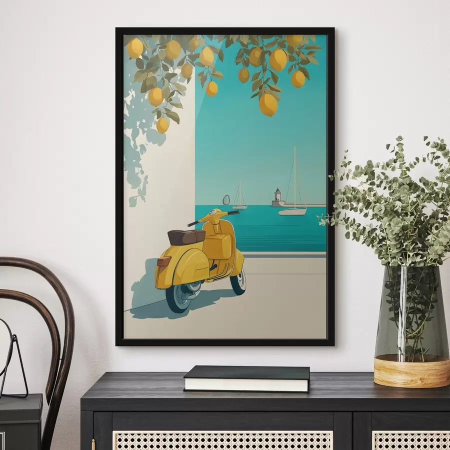 Fototapetai mopedas prie jūros po citrinmedžiais f49008