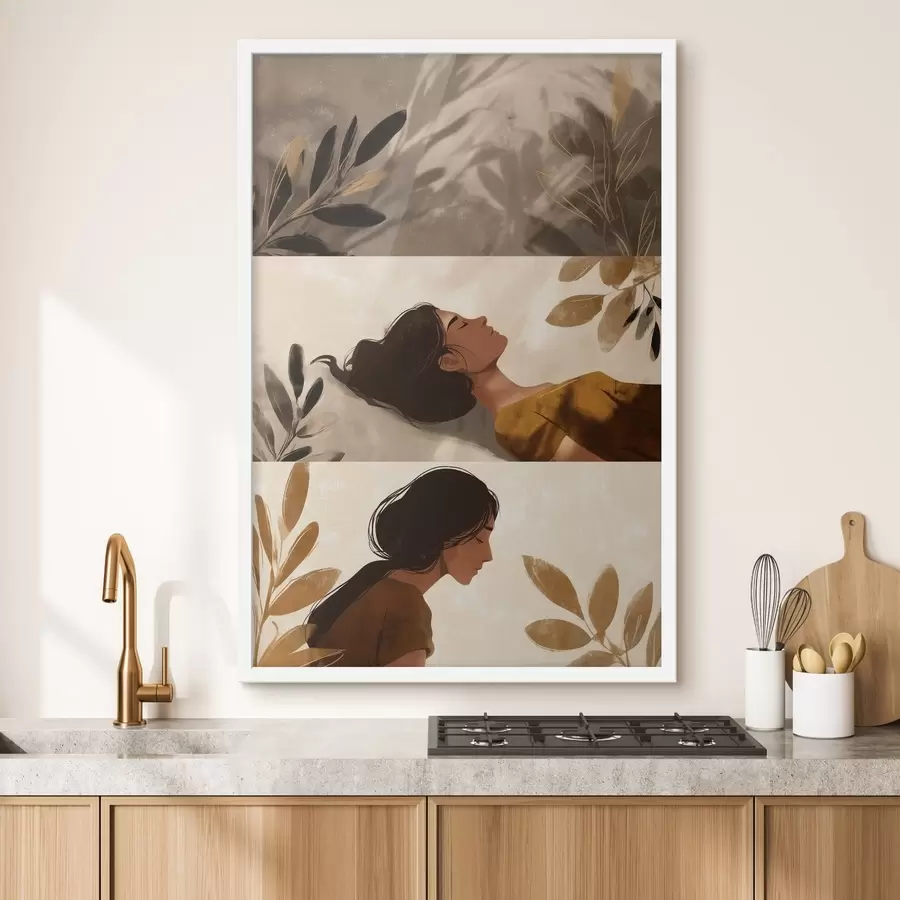 Fototapetai Triptikas „Moteris su lapais“ f49018