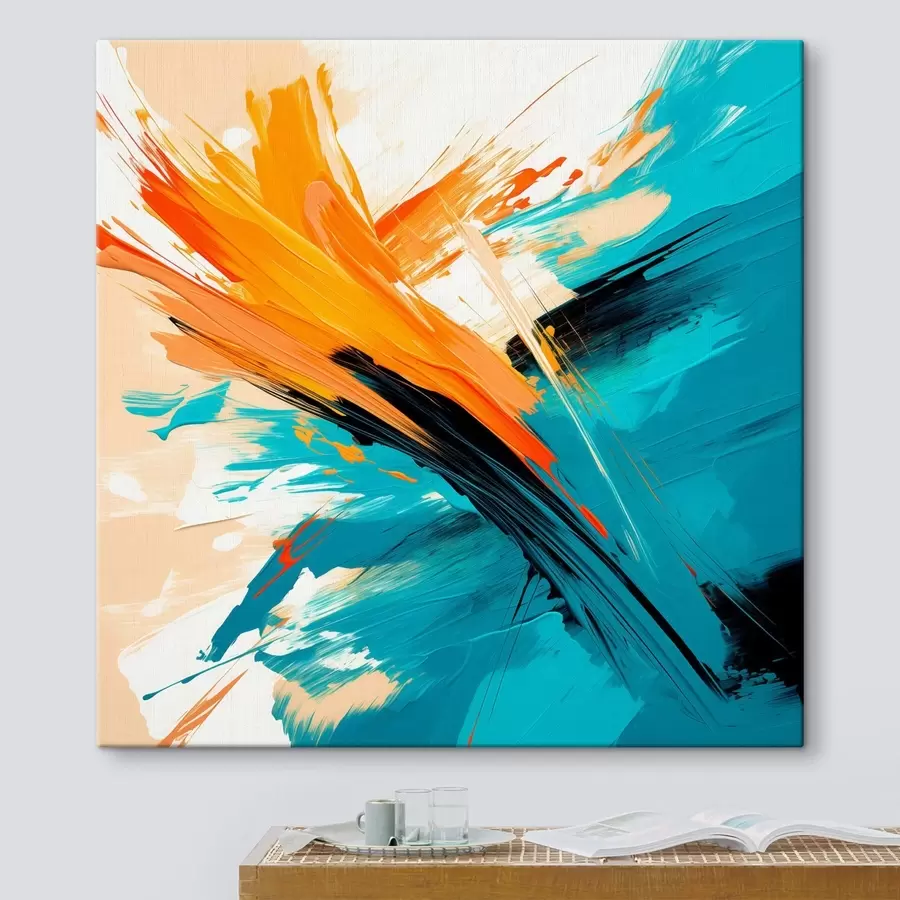 Paveikslėlis Ryškus vaizdas, nutapytas šiuolaikiniu stiliumi, naudojant turkio ir terakotos spalvų paletę s48855