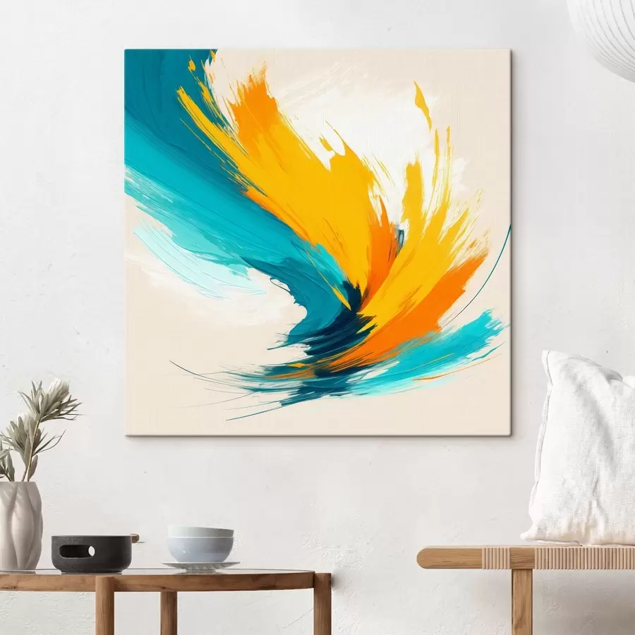 Paveikslėlis Energijos sūkurys geltonos ir mėlynos spalvų tonais, nutapytas šiuolaikiniu stiliumi s48856