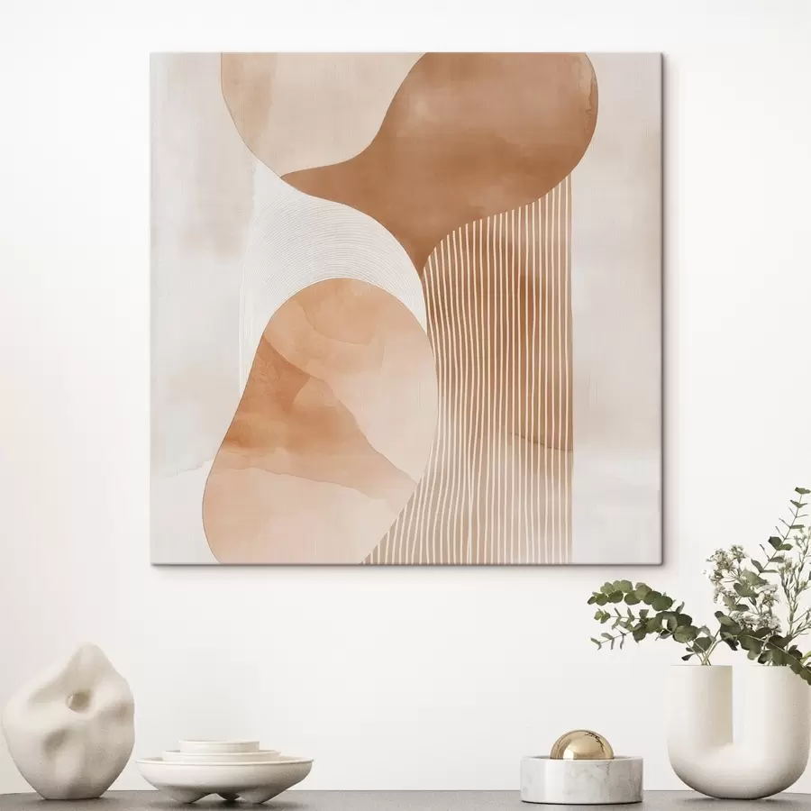 Paveikslėlis Dekoratyvinis menas šiltų smėlio ir koralų atspalvių paletėje su akvarelės efektu s48870