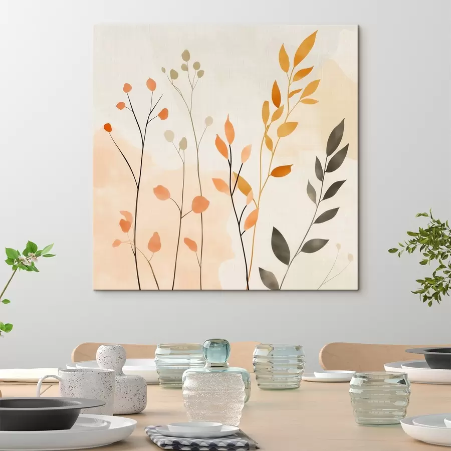 Paveikslėlis Pastelinė kompozicija su subtiliais augalų motyvais, atlikta šiuolaikiniu tapybos stiliumi s48873