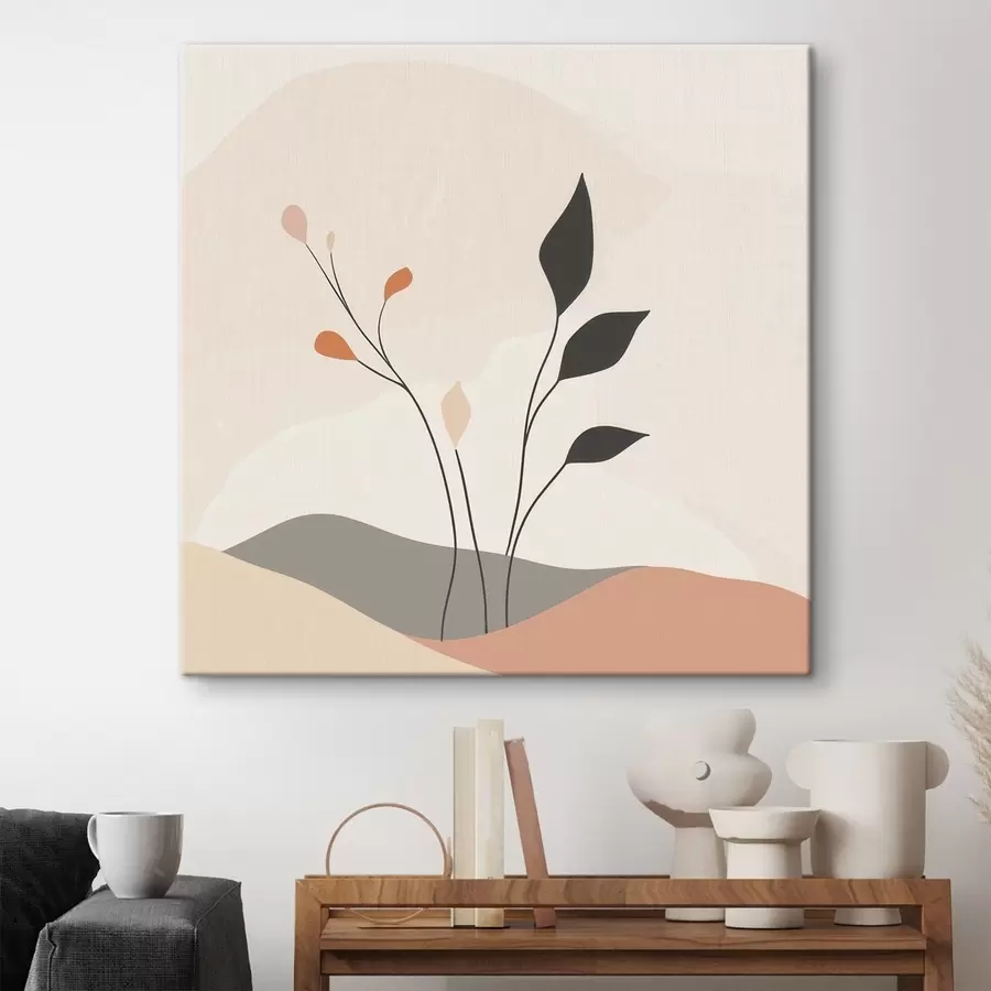 Paveikslėlis Lakoniška augmenijos tema, vaizduojanti organiškų formų kompoziciją šiuolaikinio meno stiliumi s48874