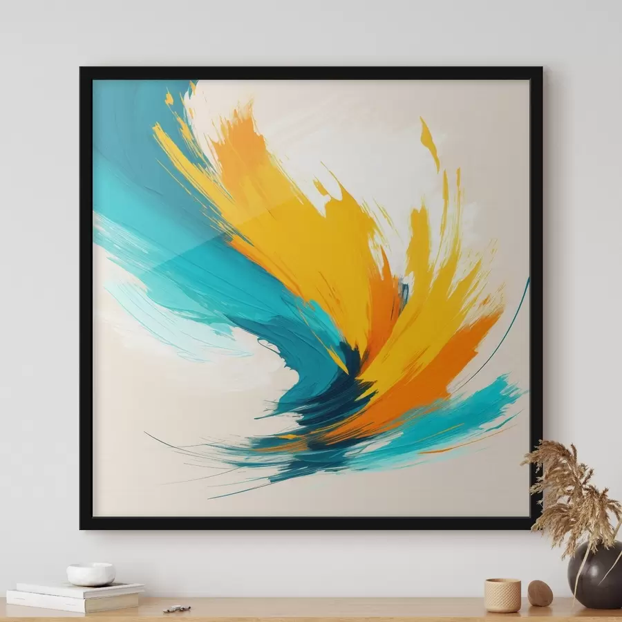 Fototapetai Energijos sūkurys geltonos ir mėlynos spalvų tonais, nutapytas šiuolaikiniu stiliumi f48856